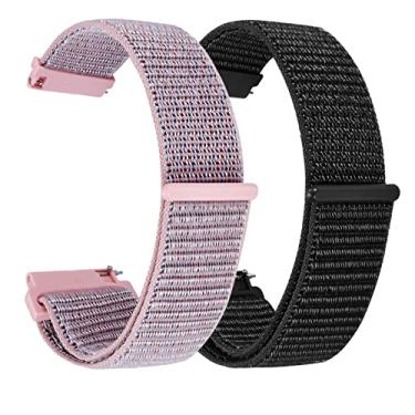 Imagem de Verbstel Substituição de tecido de nylon de liberação rápida ajustável para Samsung Gear S3/Galaxy Watch 46 mm (2019)/Galaxy Watch 3 de 45 mm masculino e feminino (22 mm, rosa/preto)