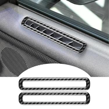 Imagem de SUNBREATH Anéis de alto-falante de áudio para porta de carro de fibra de carbono real, acessórios de interiores, decoração compatível com Ford Mustang 2024 2025, 2 peças, preto