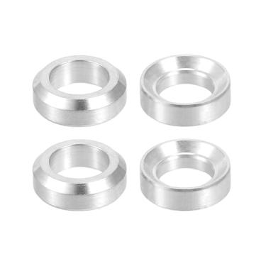 Imagem de Partuto 4 peças M6x5,5 parafuso universal para bicicleta parafuso arruela parafusos - MTB mountain bike bicicleta côncavo convexo balanceador - liga de titânio tom prata