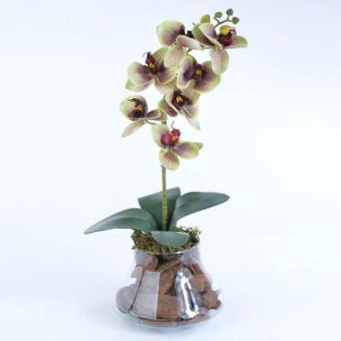 Imagem de Arranjo de Orquídea Artificial Verde e Vinho Fernanda - Vila das Flore