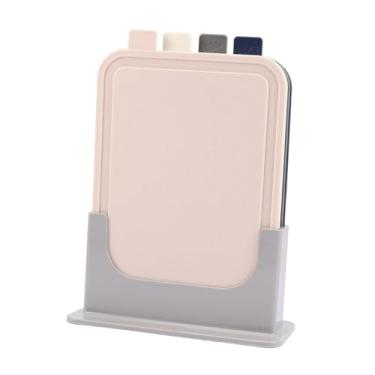 Imagem de Generic Conjunto de tábuas de corte de cozinha Tábuas de corte com suporte de armazenamento 4 peças Tapetes de corte antiderrapantes para vegetais Pão Carne