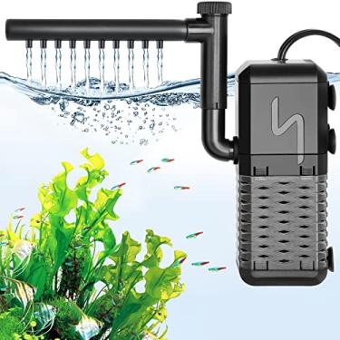 Imagem de AQQA Filtro de aquário, filtro de tanque de peixes submersível com sistema de aerador de água da chuva, design de fluxo de água ajustável, filtragem de esponja bioquímica ultra silenciosa até aquário