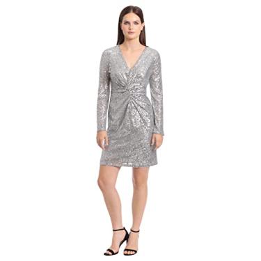 Imagem de Maggy London Vestido feminino de paetês para festas e eventos, Metálico, 40