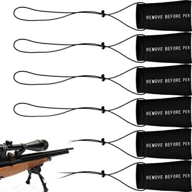 Imagem de Riakrum 6 peças de capa de barril de airsoft para paintball com cordão elástico elástico para acessórios de marcadores de airsoft e paintball, 14 x 8 cm (preto)
