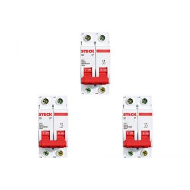 Imagem de Kit C/3 - Disjuntor Steck Din Bipolar 80A Sd2 C 10Ka