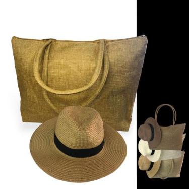 Imagem de Kit Chapéu Palha + Bolsa Casual Praia Feminino ABA MÉDIA 989 - IRON, C