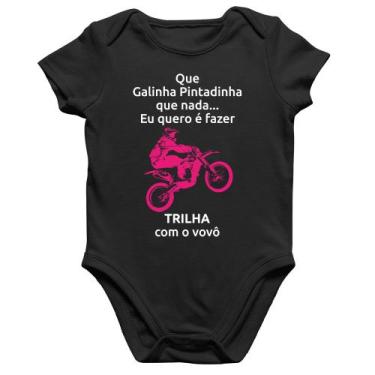 Imagem de Body Bebê Algodão Trilha com o vovô (moto rosa) - Foca na Moda, Preto,