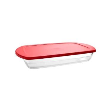 Imagem de Assadeira retangular Temqt em vidro borossilicato com tampa plastica 1