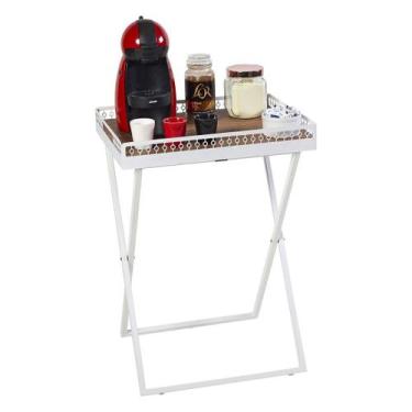 Imagem de Mesinha Dobrável Para Canto do Café Com Bandeja Branca - MetalCromo
