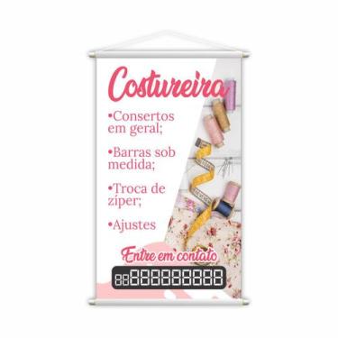 Imagem de Banner Costureira Entre em Contato Costura Lona 80x50cm - PlimShop