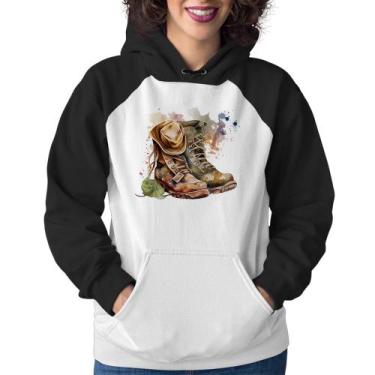 Imagem de Moletom Feminino Botas e Chapéu Retrô - Foca na Moda, Branco, Preto, P