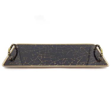 Imagem de Bandeja Lavabo Sala Bandeja Vidro Craquelado c/ Alça 25x10cm - Flash