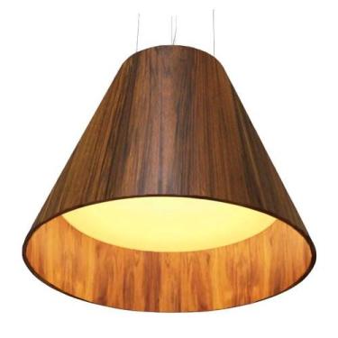 Imagem de Lustre Pendente Cônico 52x45cm 3xE27 Madeira Imbuia - FOXLustres