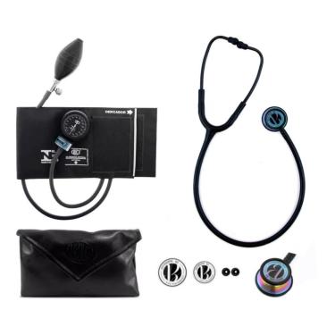 Imagem de Kit Esfigmomanometro + Esteto Profissional Duplo Adulto Infantil Inox Bic - Cores