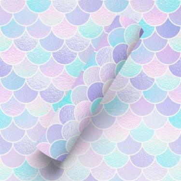 Imagem de Papel de Parede Adesivo Estilo Escama de Sereia Rosa Lilás Azul - BAZA