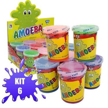 Imagem de Kit 6 Amoebas Massinha Colorida Geleca de Brincar 110g - Asca Toys, Ún