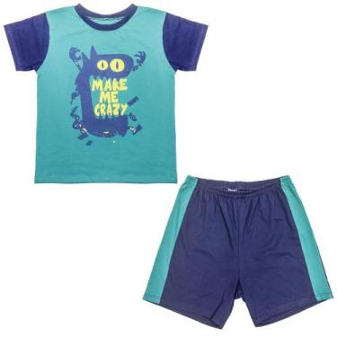Imagem de Pijama Juvenil Look Jeans Monstro Curto - VERDE - 8, Verde, 8