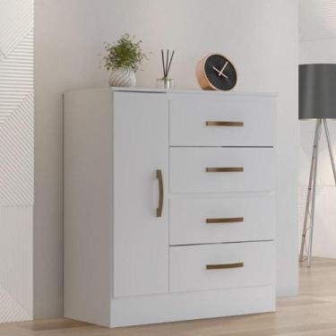 Imagem de Comoda 1 Porta 4 Gavetas Ibitinga Branco  - Mais de Casa
