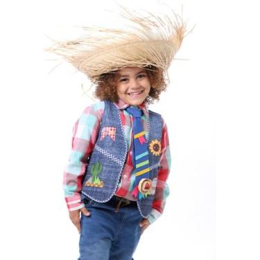 Imagem de Colete Festa Junina JEANS com VIÉS AZUL MARINHO - QUIMERA KIDS, 16