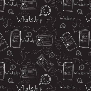 Imagem de Papel De Parede Adesivo Preto Desenho Whatsapp Decorativo