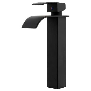 Imagem de Torneira Cascata Alta Com Misturador Monocomando Preta De Bancada Belcca Tca01p-bl