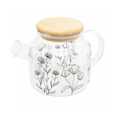 Imagem de Chaleira de Vidro Borossilicato com Tampa de Bambu Flor 600ml - Wolff