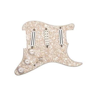 Imagem de Seymour Duncan Dave Murray Pickguard Pearloid Carregado com Hot Rails e JB Jr. para Guitarra Stratocaster, Branco com Tons Iridescentes, Liga de Aço, Leve Personalizado