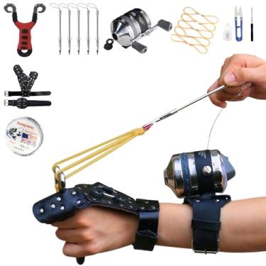 Imagem de Generic Estilingue de pesca com molinete e dardos de peixe para competição de caça de esportes ao ar livre, versátil, adequado para canhotos e destros (FishingSlingshot Pro (carretel de pesca de aço