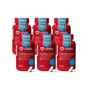 Imagem de Vitamina D3 K2 MK7 2000ui 60 Cápsulas (2 meses cada) - Vhita (6 unidades)