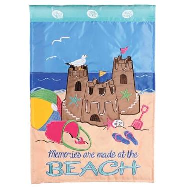 Imagem de Dicksons Magnolia Garden 18 x 13 polegadas poliéster resistente ao clima decoração de bandeira externa para jardim, quintal ou passarela, azul e bronzeado, memórias feitas na praia