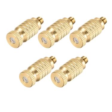 Imagem de Bocal de Misting de Latão Uxcell – Rosqueado 0,4 mm Orifício Diâmetro para Sistema de Refrigeração Externa – 5 peças Dourado