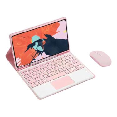 Imagem de Capa Tablet + teclado removível + Mouse Para Samsung Tab S7/S8 T870/875/X700/X706 (Rosa, teclado de toque)