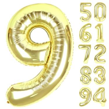 Imagem de Champagne Gold 9 Balloon, Number Balloons 40 Inch, 9th Giant Birthday Decorations for Girls,19th 29th Party Decorations Supplies, Number 9 Balloon