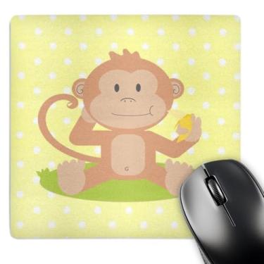 Imagem de 3dRose Estampa de macaco bebê com banana em amarelo - mouse pad, 20 x 20 cm (mp_212630_1)