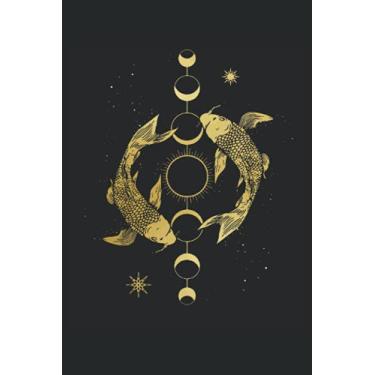 Imagem de Koi Carp Moon Phase Astrology Ying Yang Anti Stress Japan Fish Garden Pond: PUZZLE BOOK - Funny Japan Souvenir Fish Koi Gift, Gift Idea - A5 (6x9) - ... Puzzle, Note, Book, Sketch, Planner, Boredom