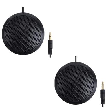 Imagem de NIGNYA Microfone de conferência de 3,5 mm, pacote com 2 microfones portáteis para computador, microfone condensador omnidirecional 360° Plug & Play para reuniões, conversas e videoconferências,