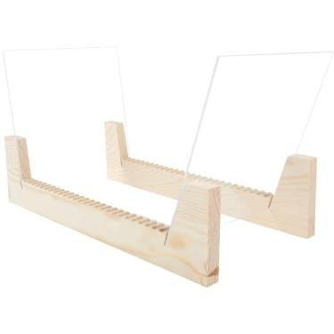 Imagem de Rack de armazenamento de CDs, suporte de exibição de álbum de revistas de madeira, suporte de mesa de grande capacidade para decoração de coleção de arte doméstica, caixa de armazenamento de discos de