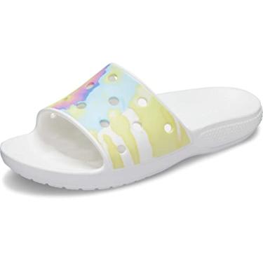 Imagem de Crocs Sandália antiderrapante unissex para adultos, Branco/Multi Tie-dye, 39