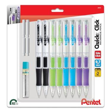 Imagem de Pentel Lapiseira Quick Click (0,7 mm), inclui refil de grafite e borrachas, pacote com 8 lápis (PD217LEBP8)