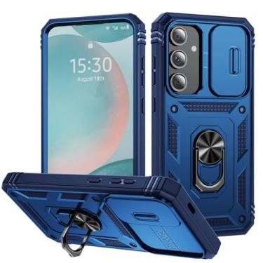 Imagem de Capa para Samsung Galaxy S24 S23 S22 FE Ultra Plus A55 A35 A15 Slider Camera Protect 360 Proteção total Capa de suporte, Azul, para Samsung S24