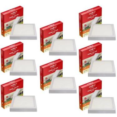 Imagem de 8 Luminárias Led Quadrada Sobrepor 24w 4000k Bivolt - OUROLUX, Bivolt