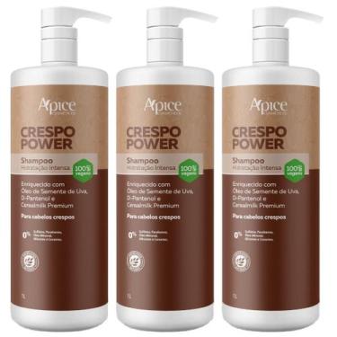 Imagem de Kit 3 Shampoo Crespo Power Apice Apse Hidratação Cabelo Maciez Profiss