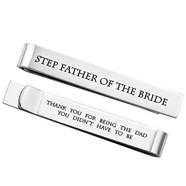 Imagem de Presentes de pai da noiva, presentes para pai do noivo, clipes de gravata de casamento para padrinhos da noiva, barras de gravata de aço inoxidável, Aço inoxidável, aço inoxidável