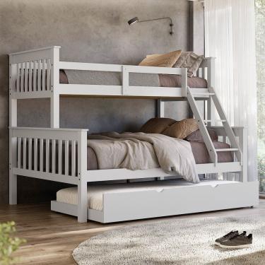 Imagem de Treliche Com Cama De Casal Em Madeira Woodstore Aux Solteiro