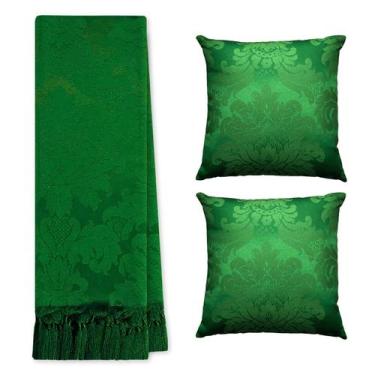 Imagem de Kit Manta Xale para Sofá e Cama Jaquard com 2 Capas de almofadas - MUM
