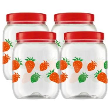 Imagem de Kit 4 Potes Plástico Porta Mantimentos Organizador Cozinha Bancada 1L 