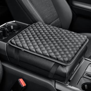 Imagem de JOYTUTUS Capa de console central compatível com Silverado Sierra 2014-2018 assento de salto e 2015-2025 F150, capa de apoio de braço de couro para carro, tampa da tampa do console do meio, almofada de