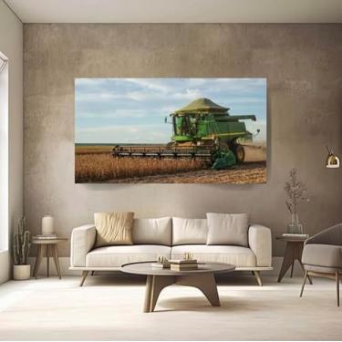 Imagem de Quadro Decorativo Grande Tela Canvas 100x70 Agropecuária Cor Colheitadeira Cor da armação Tecido Sobre Tela