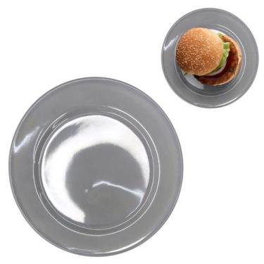 Imagem de Prato em Melamina Cinza 25,5cm Luxo Buffet Restaurante Hotel - Fx