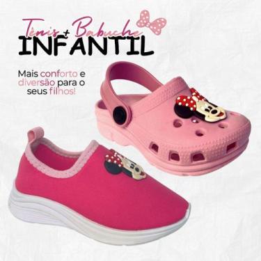 Imagem de Kit Sandália Babuche Minnie + Tênis Infantil  Menina - Uniflex, 23/24,